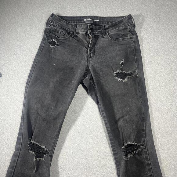 Old Navy Pop Icon Sizs 6 Skinny Black Ripped Jeans Womans pants Womans old navy - Picture 2 of 9
